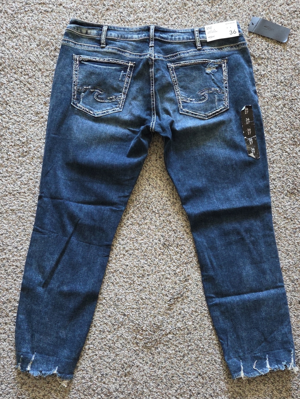 Silver Jeans Cropped Frayed-Hem Womens 36 X 27